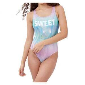 NEW GOTTEX girls textured round neck one piece swimsuit in ombre